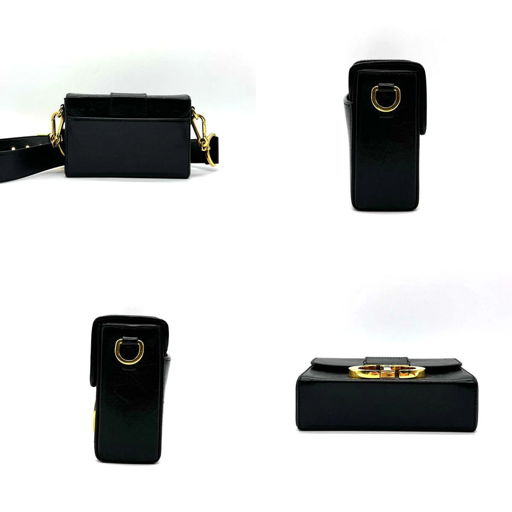 Dior  Leather Black Bag Montaigne Shoulder Crossbody Christian Black